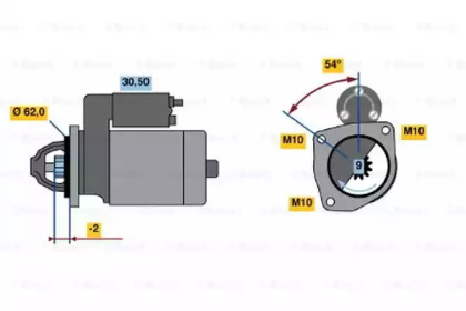 Стартер BOSCH для PEUGEOT 306 Кабриолет (7D, N3, N5) 1.8 16V