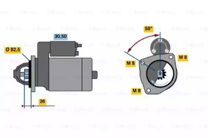Стартер BOSCH для FIAT DUCATO c бортовой платформой/ходовая часть (230_) 2.5 TDI