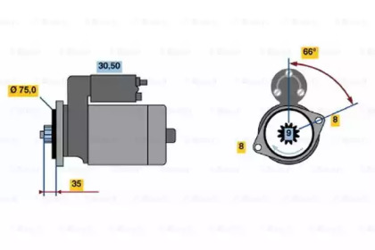 Стартер BOSCH для HONDA CIVIC VI Fastback (MA, MB) 1.4 i (MA8, MB2)