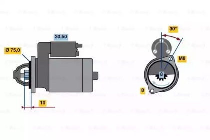 Стартер BOSCH для CHEVROLET MATIZ (M200, M250) 1.0