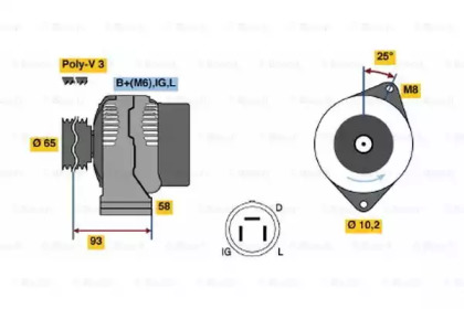 Генератор BOSCH для HONDA CRX I (AF, AS) 1.5 i (AF)