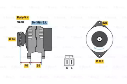 Генератор BOSCH для MITSUBISHI SPACE WAGON (D0_V/W) 2.0 4WD (D08W)