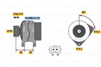 Генератор BOSCH для VW CADDY II Variant (9K9B) 1.4
