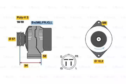Генератор BOSCH для HONDA CIVIC II Shuttle (EE) 1.5 i 16V (EE2)