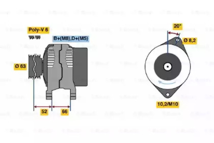 Генератор BOSCH для PEUGEOT 405 I (15B) 1.9 Diesel