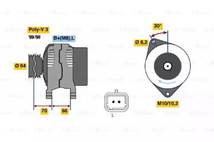 Генератор BOSCH для RENAULT KANGOO (KC0/1_) 1.4 (KC0C, KC0H, KC0B, KC0M)