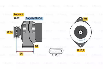 Генератор BOSCH для HONDA CIVIC VI Hatchback (EJ, EK) 1.4 i (EJ9)