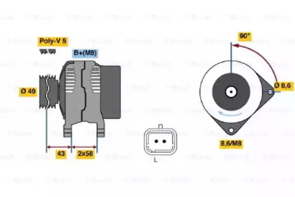 Генератор BOSCH для NISSAN INTERSTAR Фургон (X70) dCi 80