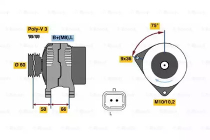 Генератор BOSCH для NISSAN KUBISTAR (X76) 1.2