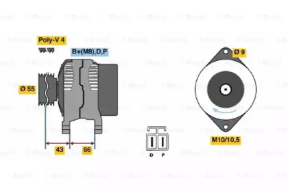 Генератор BOSCH для MAZDA 323 C V (BA) 1.8 16V