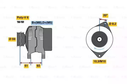 Генератор BOSCH для PEUGEOT BOXER автобус (244, Z_) 2.8 HDi