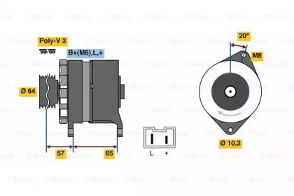 Генератор BOSCH для RENAULT CLIO I (B/C57_, 5/357_) 1.4