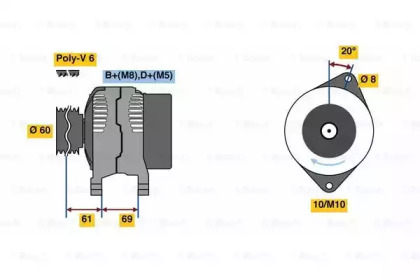Генератор BOSCH для PEUGEOT BOXER автобус (244, Z_) 2.8 HDi
