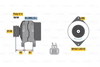 Генератор BOSCH для KIA RIO универсал (DC) 1.3