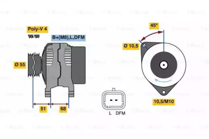 Генератор BOSCH для NISSAN NOTE (E11, NE11) 1.4