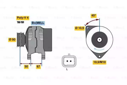 Генератор BOSCH для NISSAN NOTE (E11, NE11) 1.4