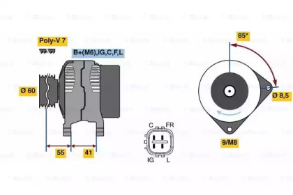 Генератор BOSCH для HONDA CIVIC VIII седан (FD, FA) 1.8 (FD1, FD7)
