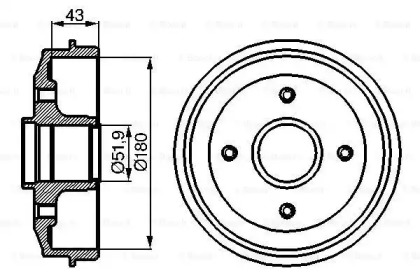 Тормозной барабан BOSCH для PEUGEOT 205 I (741A/C) 1.7 Diesel