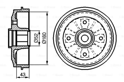Тормозной барабан BOSCH для PEUGEOT 205 I (741A/C) 1.7 Diesel