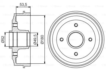 Тормозной барабан BOSCH для PEUGEOT 205 I (741A/C) 1.7 Diesel