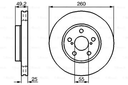 Тормозной диск BOSCH для TOYOTA AVENSIS (_T22_) 1.6 (AT220_)
