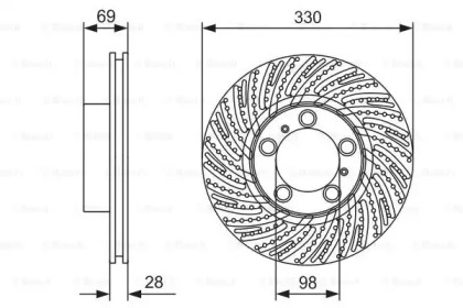 Тормозной диск BOSCH для PORSCHE 911 Кабриолет (997) 3.6 Carrera
