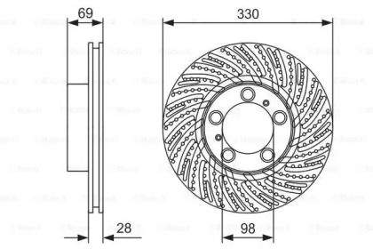 Тормозной диск BOSCH для PORSCHE 911 Кабриолет (997) 3.6 Carrera