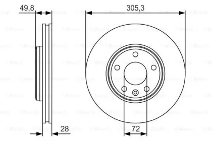 Тормозной диск BOSCH для NISSAN PRIMASTAR Фургон (X83) 2.0