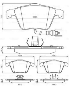 Тормозные колодки BOSCH для VW GOLF VI (5K1) 1.6