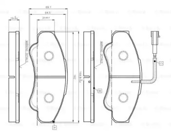 Дисковой тормозной механизм BOSCH для PEUGEOT BOXER автобус (244, Z_) 2.2 HDi