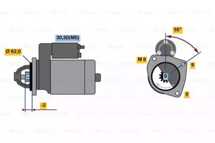 Стартер BOSCH для PEUGEOT 405 I (15B) 1.4