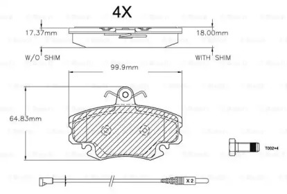 Тормозные колодки BOSCH для DACIA LOGAN (LS_) 1.6 (LSOB, LSOD, LSOF, LSOH)