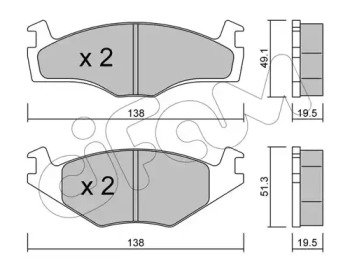 Тормозные колодки CIFAM для VW GOLF II (19E, 1G1) 1.8 i Cat Syncro