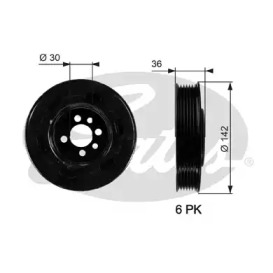 Ременный шкив GATES для VW MULTIVAN V (7HM, 7HN, 7HF, 7EF, 7EM, 7EN) 2.0