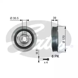 Ременный шкив GATES для ALFA ROMEO 146 (930_) 1.9 JTD (930.B4B)