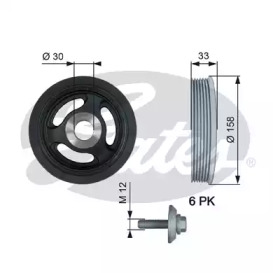 Ременный шкив GATES для VOLVO C30 1.6 D2