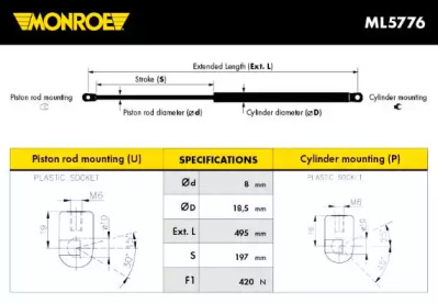 Детали крепления MONROE для PEUGEOT 4007 (GP_) 2.2 HDi