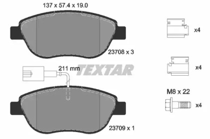 Тормозные колодки TEXTAR для FIAT STILO Multi Wagon (192_) 1.9 JTD