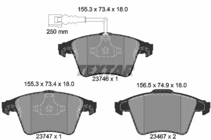 Дисковой тормозной механизм TEXTAR для VW MULTIVAN V (7HM, 7HN, 7HF, 7EF, 7EM, 7EN) 2.5 TDI