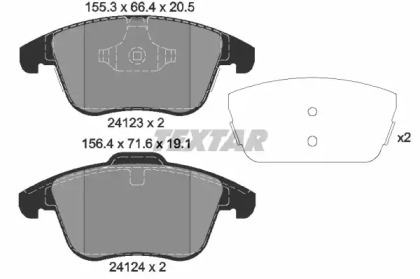 Дисковой тормозной механизм TEXTAR для LAND ROVER RANGE ROVER EVOQUE Кабриолет (L538) 2.0 4x4