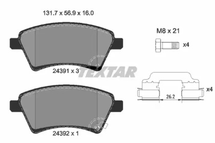 Дисковой тормозной механизм TEXTAR для SUZUKI SX4 (EY, GY) 1.6 VVT 4x4 (RW 416)