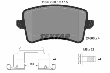 Дисковой тормозной механизм TEXTAR для AUDI A4 Avant (8K5, B8) 2.0 TDI quattro
