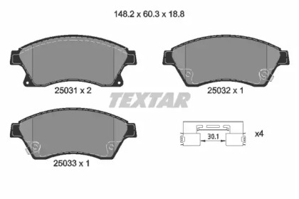Дисковой тормозной механизм TEXTAR для CHEVROLET CRUZE Station Wagon (J308) 1.4