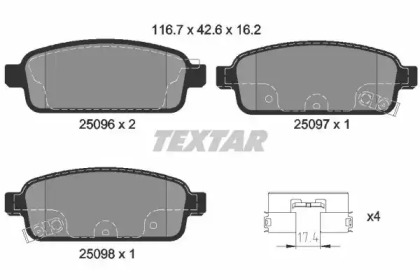Дисковой тормозной механизм TEXTAR для CHEVROLET CRUZE Station Wagon (J308) 1.4