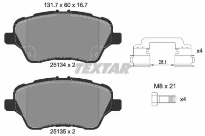 Тормозные колодки TEXTAR для FORD FIESTA VI 1.5 TDCi