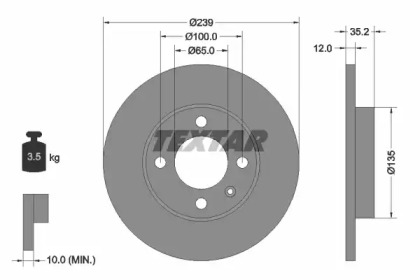 Тормозной диск TEXTAR для VW GOLF II (19E, 1G1) 1.8 i Cat Syncro