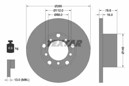 Тормозной диск TEXTAR для MERCEDES-BENZ T1 автобус (602) 310 D 2.9