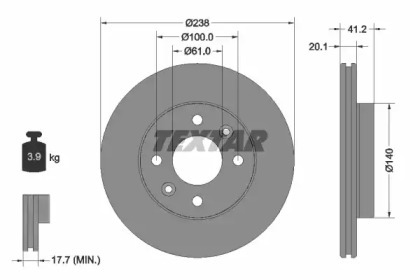 Тормозной диск TEXTAR для NISSAN KUBISTAR (X76) 1.5 dCi