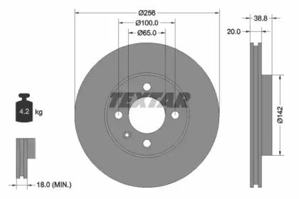 Тормозной диск TEXTAR для VW GOLF II (19E, 1G1) 1.8 GTI 16V