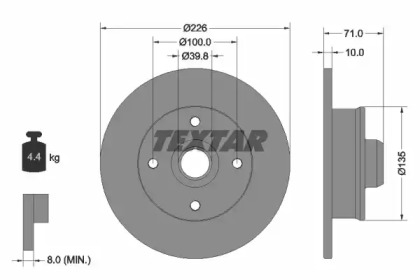 Тормозной диск TEXTAR для VW GOLF II (19E, 1G1) 1.8 GTI 16V